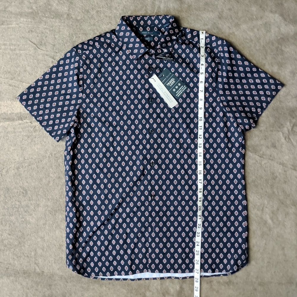Perry Ellis Travel Luxe Men's Navy Blue Button Down Shirt Total Stretch NWT - Picture 7 of 8